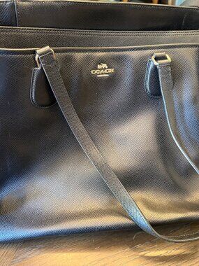 Coach Black Leather Laptop Tote Bag